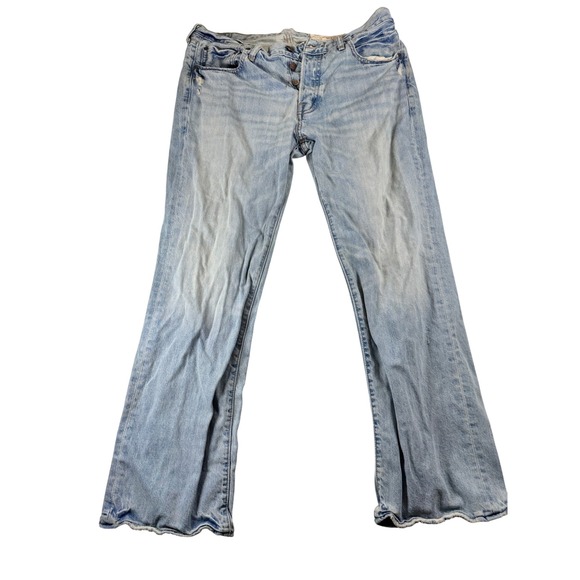 Hollister Other - Hollister Mens Jeans Size 36x32 Light Wash Distressed Denim Epic Flex button fly